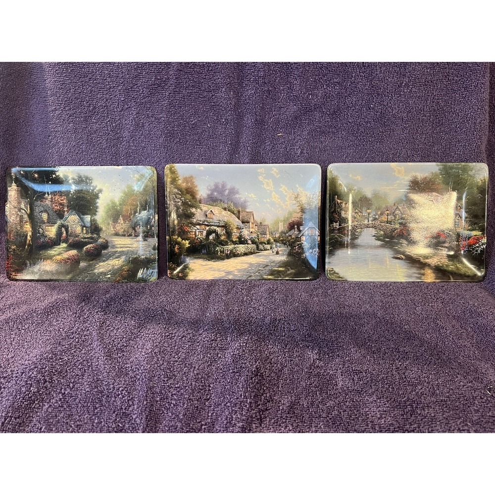 Vintage (3) Thomas Kinkade Bradford Exchange Plate's 1999 Limited Editions